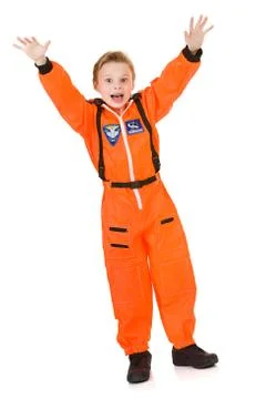 Astronaut: astronaut with hands up Stock Photos