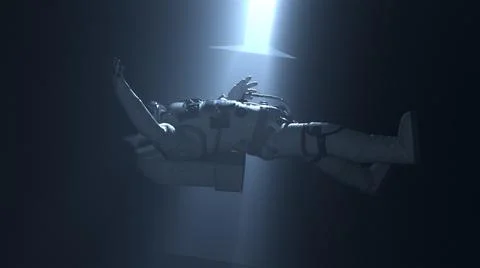 Astronaut in beam of bright lighting. Stock Illustration