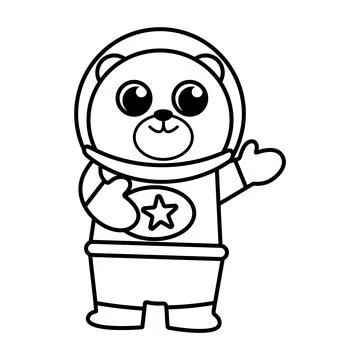 Astronaut Bear Outline Vector Illustration Stock Illustration