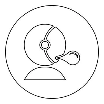 Astronaut blowing bubble gum icon in circle round black color vector illust.. Stock Illustration