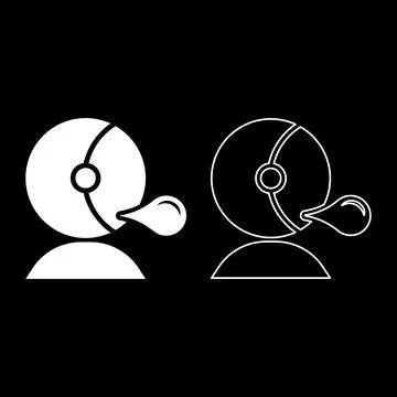 Astronaut blowing bubble gum set icon white color vector illustration image.. Stock Illustration