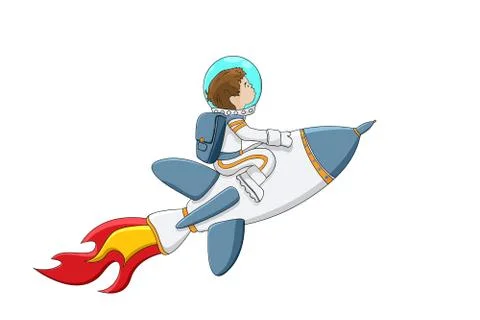 Astronaut boy on a rocket Stock Illustration