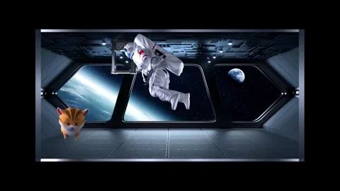 Astronaut Breaking Through Screen 3D Naked-Eye Spaceship Background 库存影片 331899130