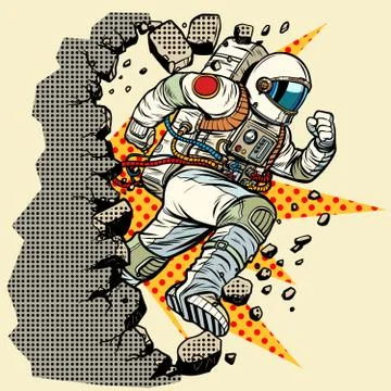 Astronaut breaks the wall Stock Illustration