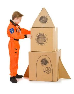 Astronaut: building a space ship Stock Photos