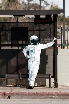 Astronaut bus stop Fotos de archivo