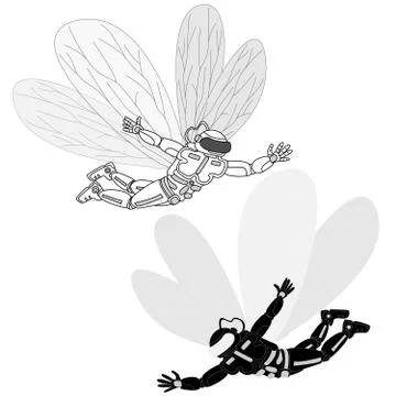 Astronaut with butterfly wings vector Stock Illustration