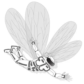 Astronaut with butterfly wings vector Stock Illustration