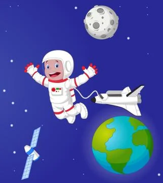 The astronaut cartoon in outer space Stock Illustration