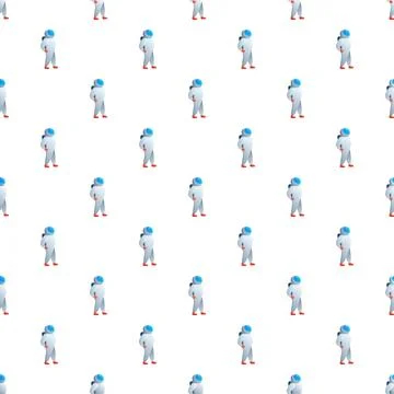 Astronaut character repeating seamless pattern on white background 스톡 일러스트