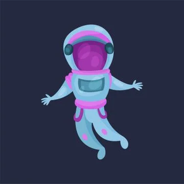 Astronaut character in space suit, spaceman flying in Space cartoon vector Stock Illustration