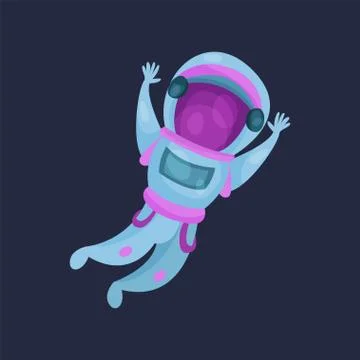 Astronaut character, spaceman flying in Space cartoon vector Illustration Stock Illustration