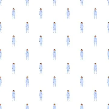 Astronaut character uniform seamless pattern repeating design Stock Illustration