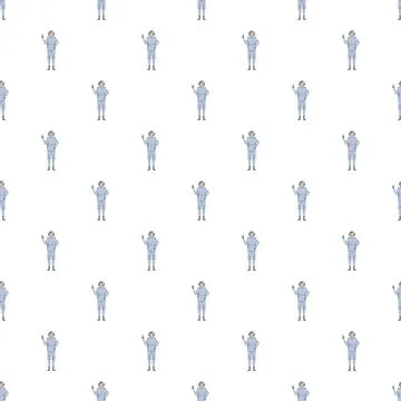 Astronaut characters in spacesuits seamless pattern Illustrazione stock