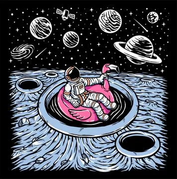 Astronaut chilling on the planet Illustrazione stock