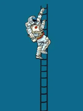 Astronaut climbs the stairs Stock Illustration