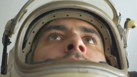 Astronaut Close the Helmet Window Stock Footage 122817685