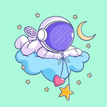 Astronaut in the cloud with stars Stock Illustration