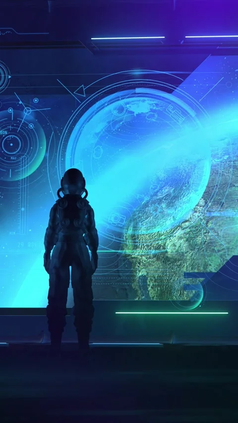 The astronaut collects data about the Earth from orbit, 3D render. Stock Footage 248125698