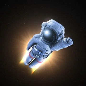 Astronaut conquers outer space Stock Illustration