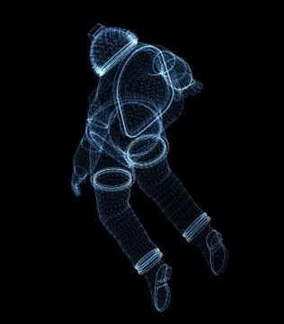 Astronaut consisting of luminous lines and dots Stock Illustration