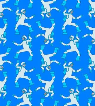Astronaut dance in space pattern seamless. Spaceman dancer background. Cosmon Illustrazione stock