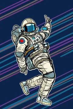 Astronaut dancing disco funny Stock Illustration