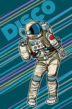 Astronaut dancing disco funny 库存插图