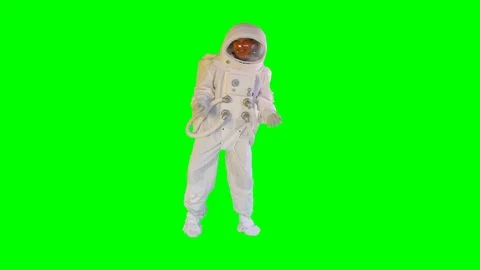 Astronaut dancing on a green background Stock Footage 109272021