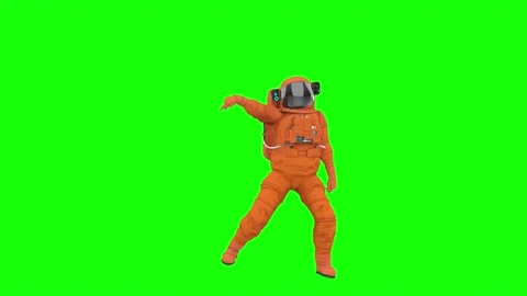 Astronaut is dancing in green chroma key background Stockbeeldmateriaal 171639917