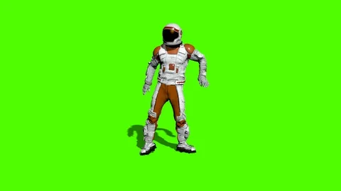 Astronaut dancing on green screen. Sci-fi astronaut. Futuristic Colonization and Stock Footage 128366323