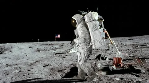 Astronaut Dancing on the moon. Astronaut in outer space celebrating good luck Stock Footage 159015639