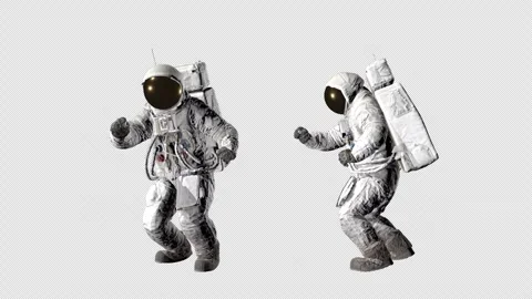 Astronaut dancing on transparent background, alpha channel, ProRes 4444.  Video stock 313537742