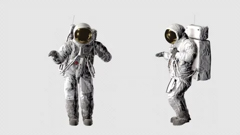 Astronaut dancing on transparent background, alpha channel, ProRes 4444. Video stock 313874596