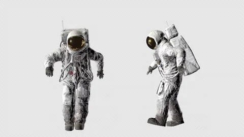 Astronaut dancing on transparent background, alpha channel, Stock Footage 314065879