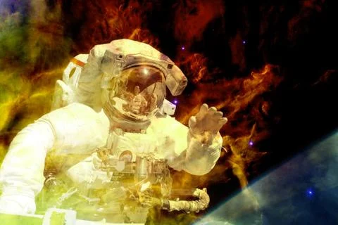 Astronaut in deep space. Elements of this image furnished by NASA Foto stock