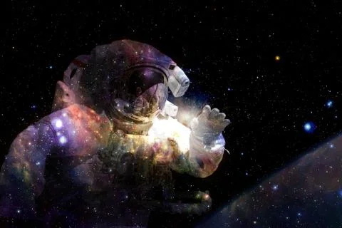 Astronaut in deep space. Elements of this image furnished by NASA Stock Photos