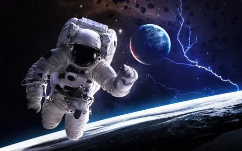 Astronaut in deep space Stock Photos