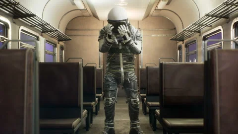 An astronaut is defeat on an interstellar space train travelling at superluminal Vidéo 169352725