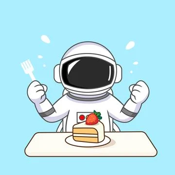 Astronaut Delight Cake in Space Vector Illustration Cartoon Design Stock Illustration