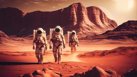 Astronaut in the desert. 3D illustration. Elements of this image furnished Stock Illustration
