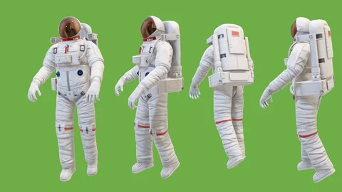 ASTRONAUT IN DIFFERENT ANGLE ON GREEN SCREEN Stock Footage 128813066