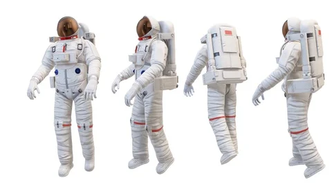 ASTRONAUT IN DIFFERENT ANGLE ON WHITE BACKGROUND Stock Footage 128813008