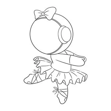 Astronaut doing ballet dance for coloring Stock Illustration