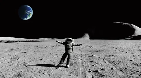 Astronaut doing ballet dance on the moon Video stock 51476630