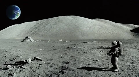 Astronaut doing ballet dance on the moon Stock Footage 51476895