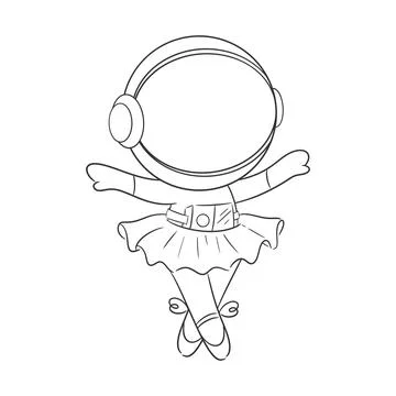 Astronaut doing a ballet dance show for coloring Stock Illustration