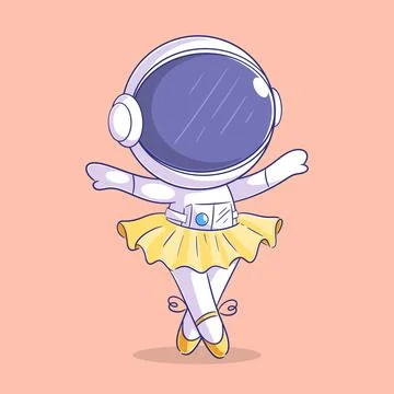 Astronaut doing a ballet dance show Stock Illustration