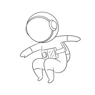 Astronaut doing a jump up for coloring Stock Illustration