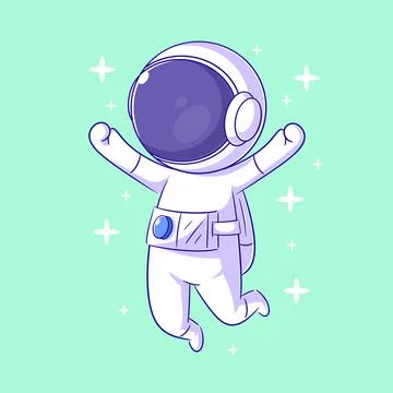 Astronaut doing a jump in space Stock Illustration